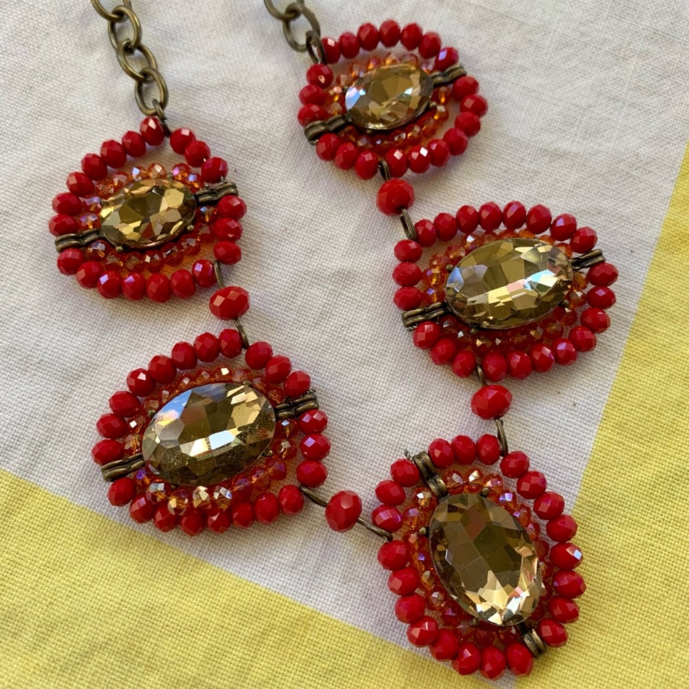 Red jewel statement necklace